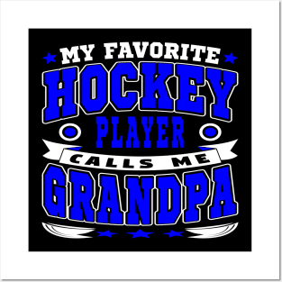 Calls Me Grandpa Funny Grandchildren Hockey Lover Typography Posters and Art